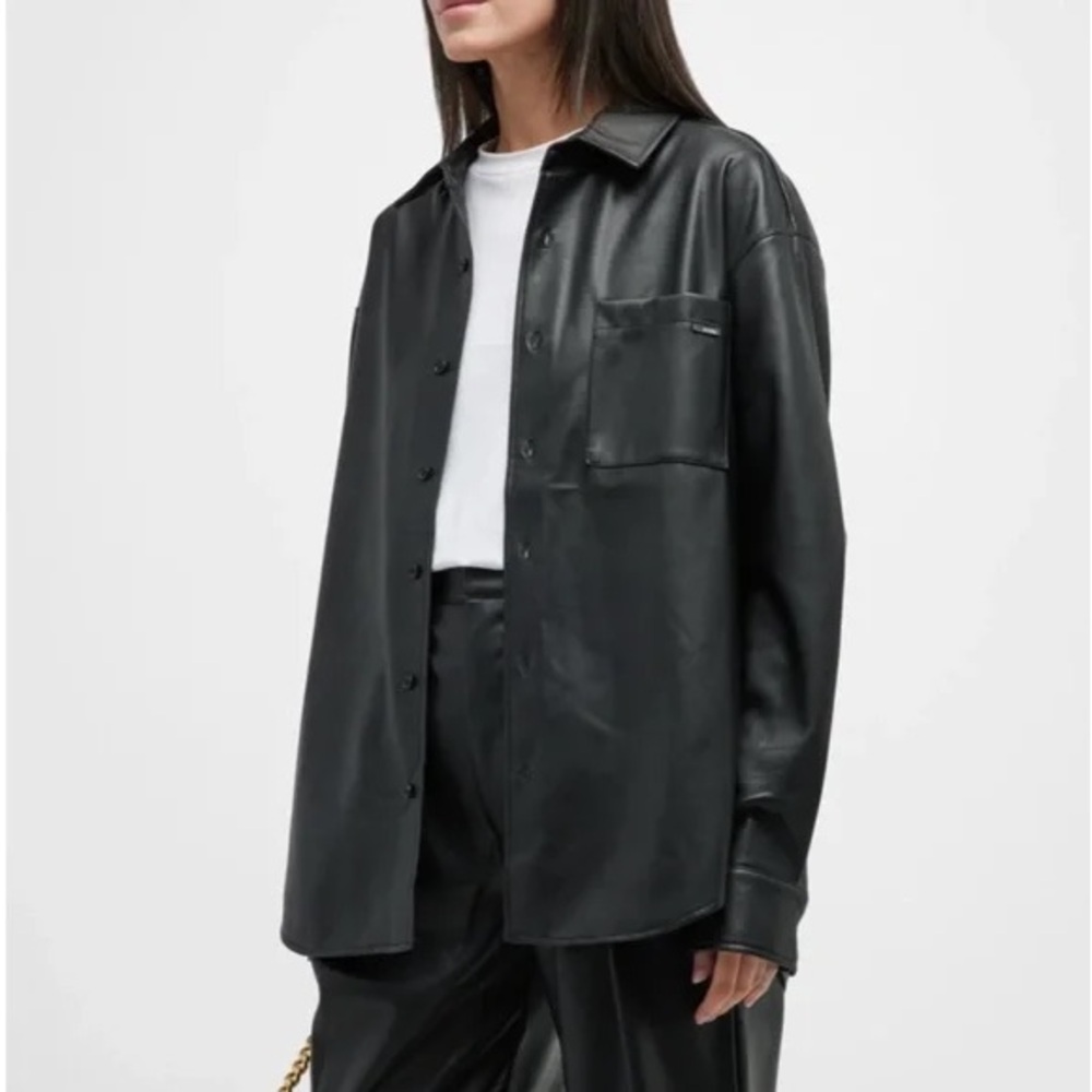 Mother One of a Kind Faux Leather Shirt Jacket, Size M
